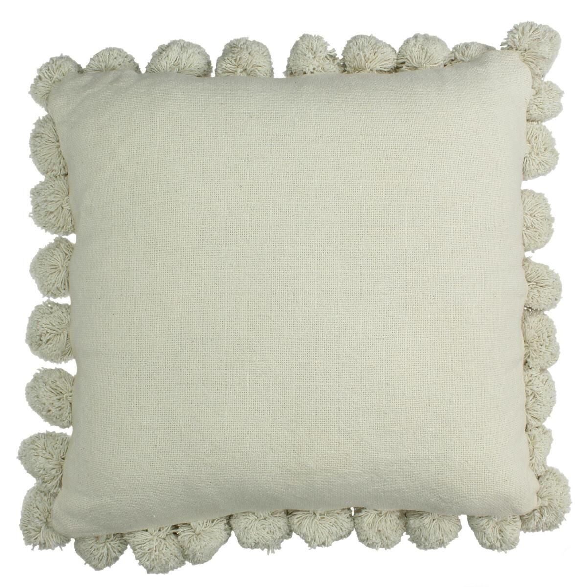 Cushion Pom Pom Ivory Cotton 45x45cm