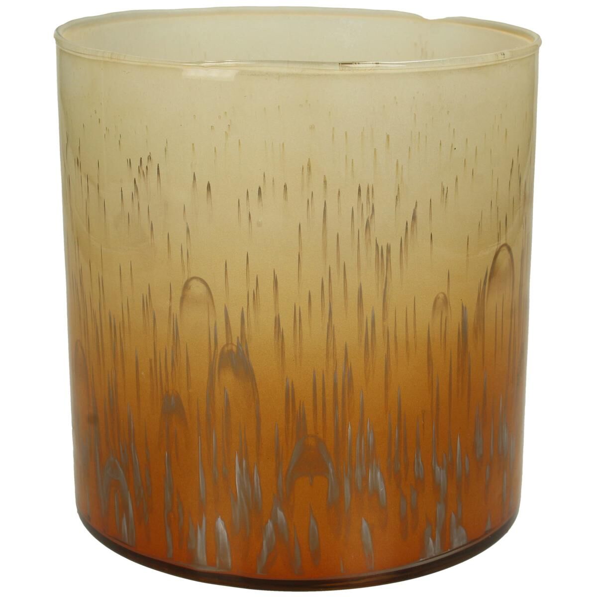 Candle Holder Glass Orange 15x15x16cm