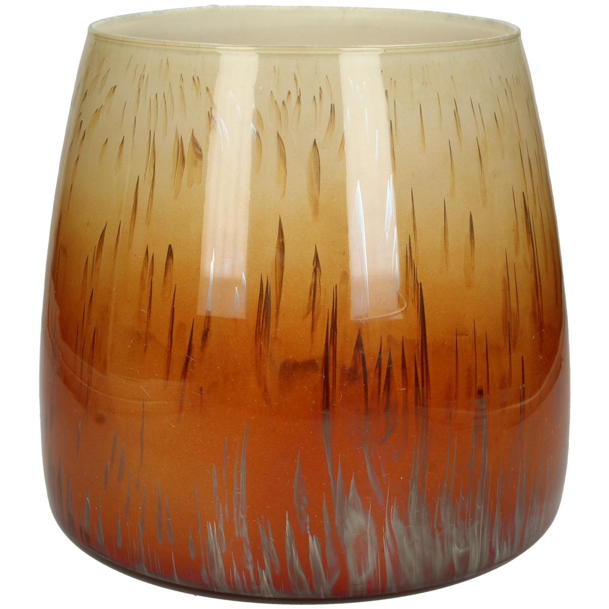 Candle Holder Glass Orange 23x23x23cm