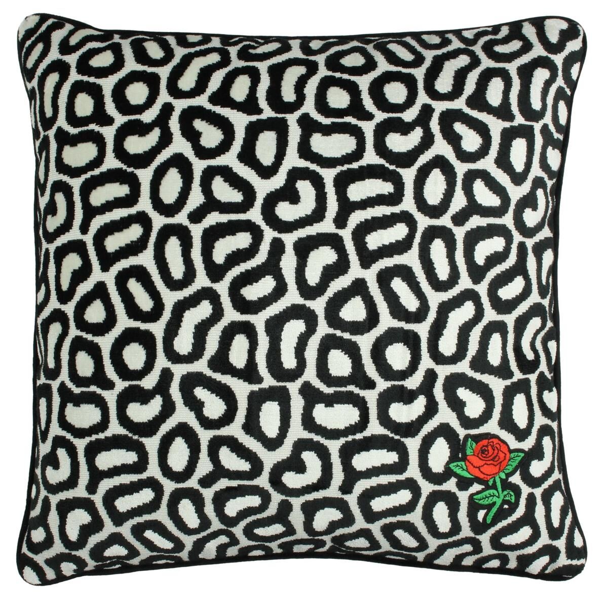 Cushion Graphic Rose Viscose Black 43x43cm
