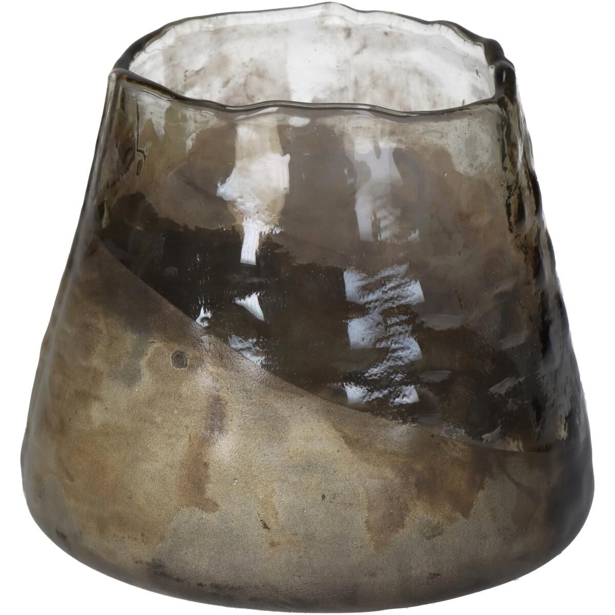 Candle Holder Glass Grey 11x11x9.5cm