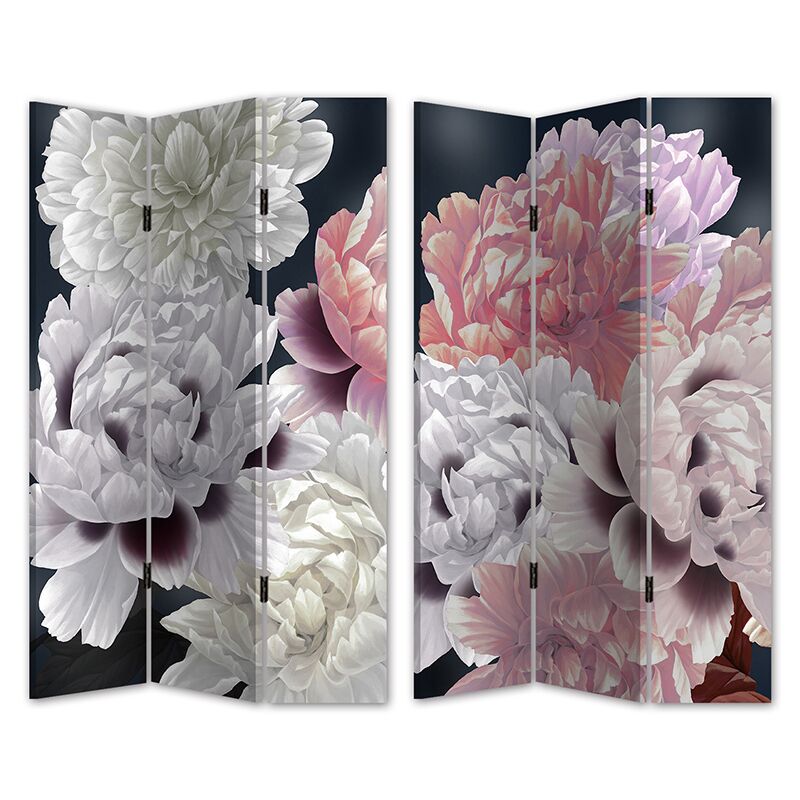 Screen "White Flowers" Canvas / Wood 120x180x2.5cm
