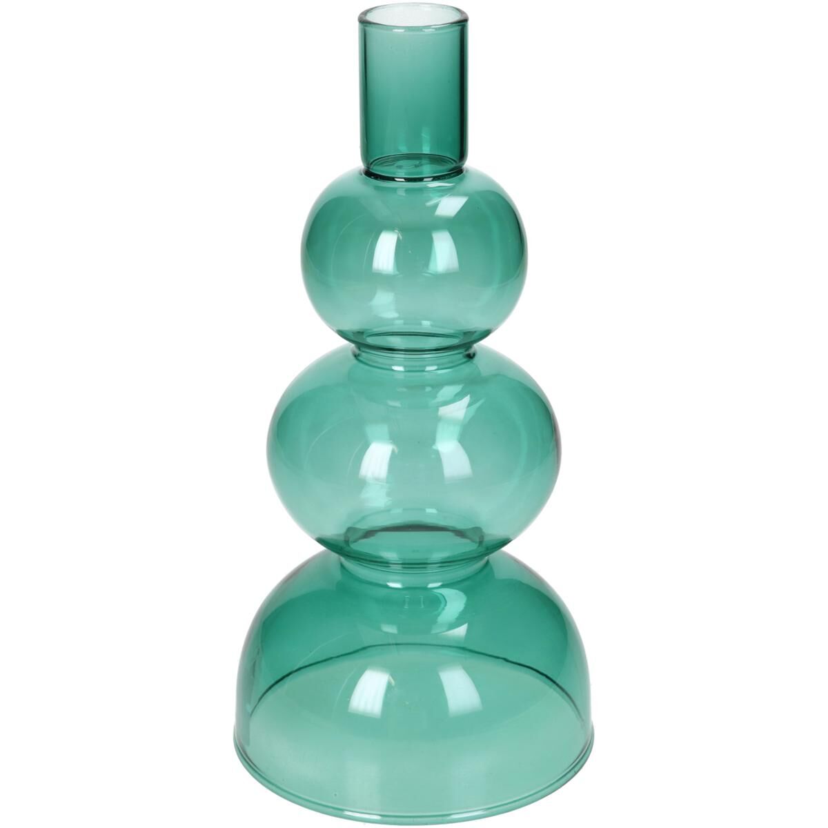 Candle Stick Glass Green 10x10x20.5cm