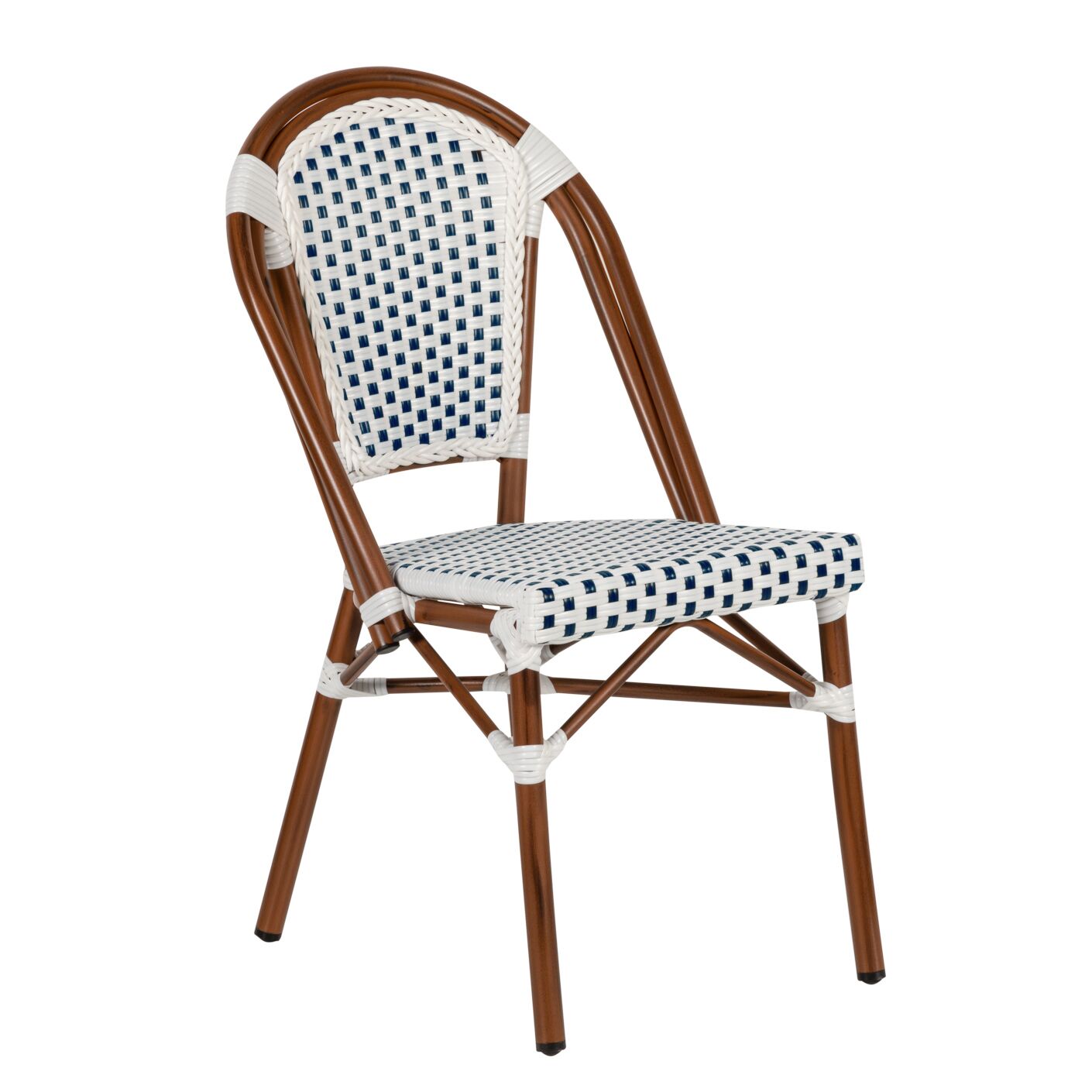 ArteLibre MUTARAZI Garden Chair White/Blue Aluminum/Rattan 50x57x85cm