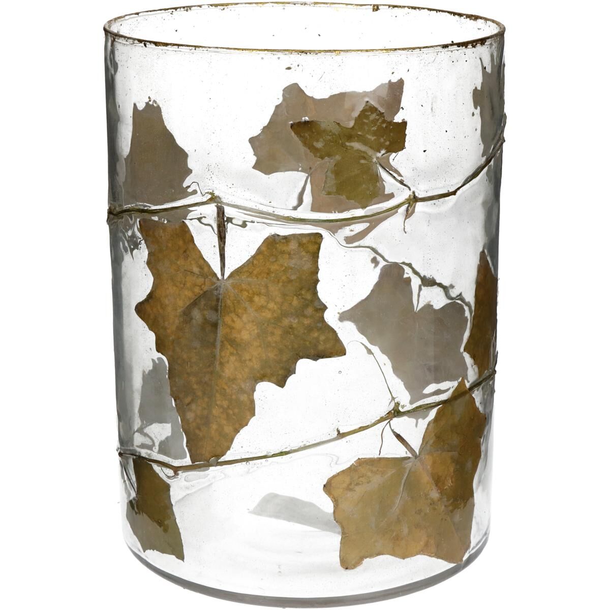 Candle Holder Leaf Glass Clear 15x15x20cm