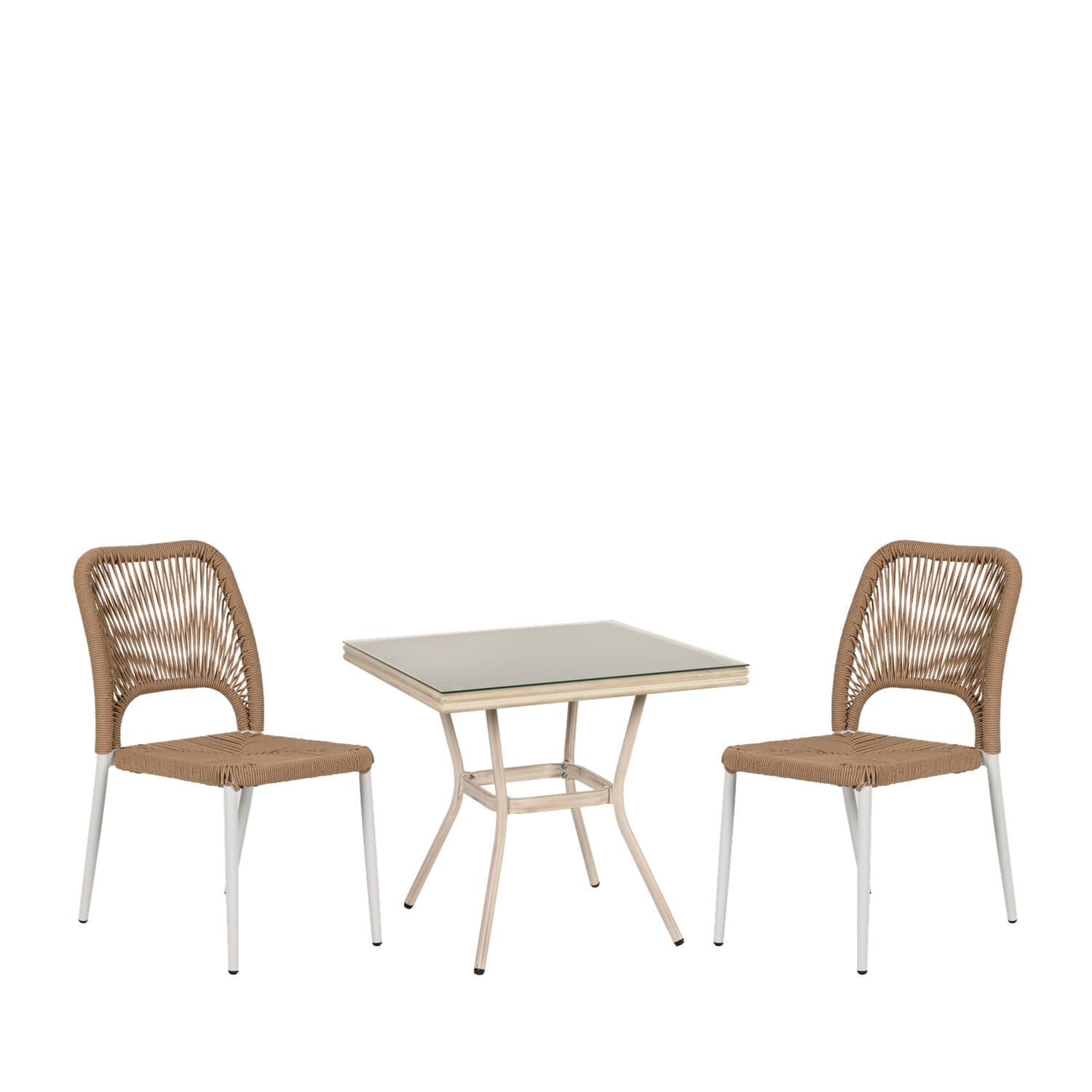 ANGOLA Garden Dining Set Antique White With 2 Chairs 14990258
