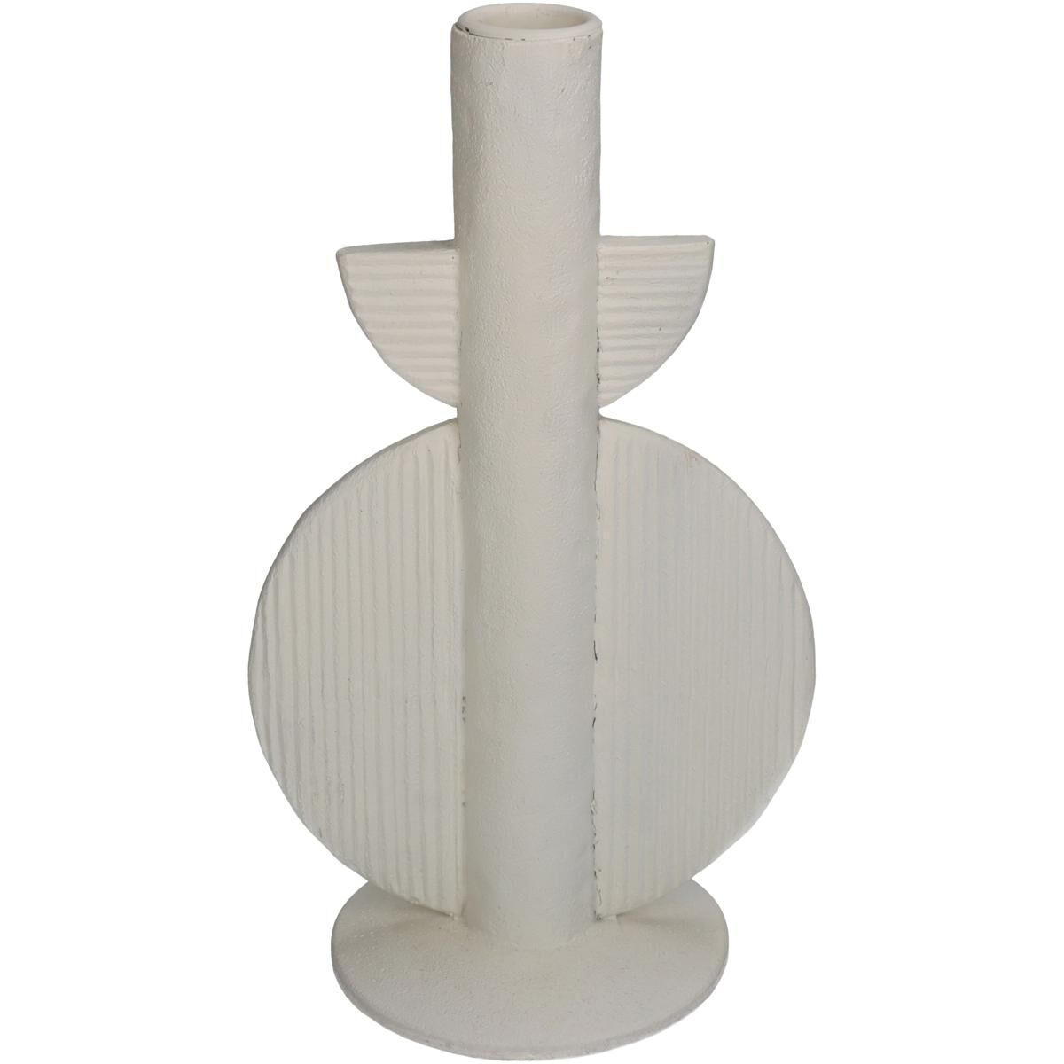 Candle Stick Polyresin Ivory 13x9x22cm