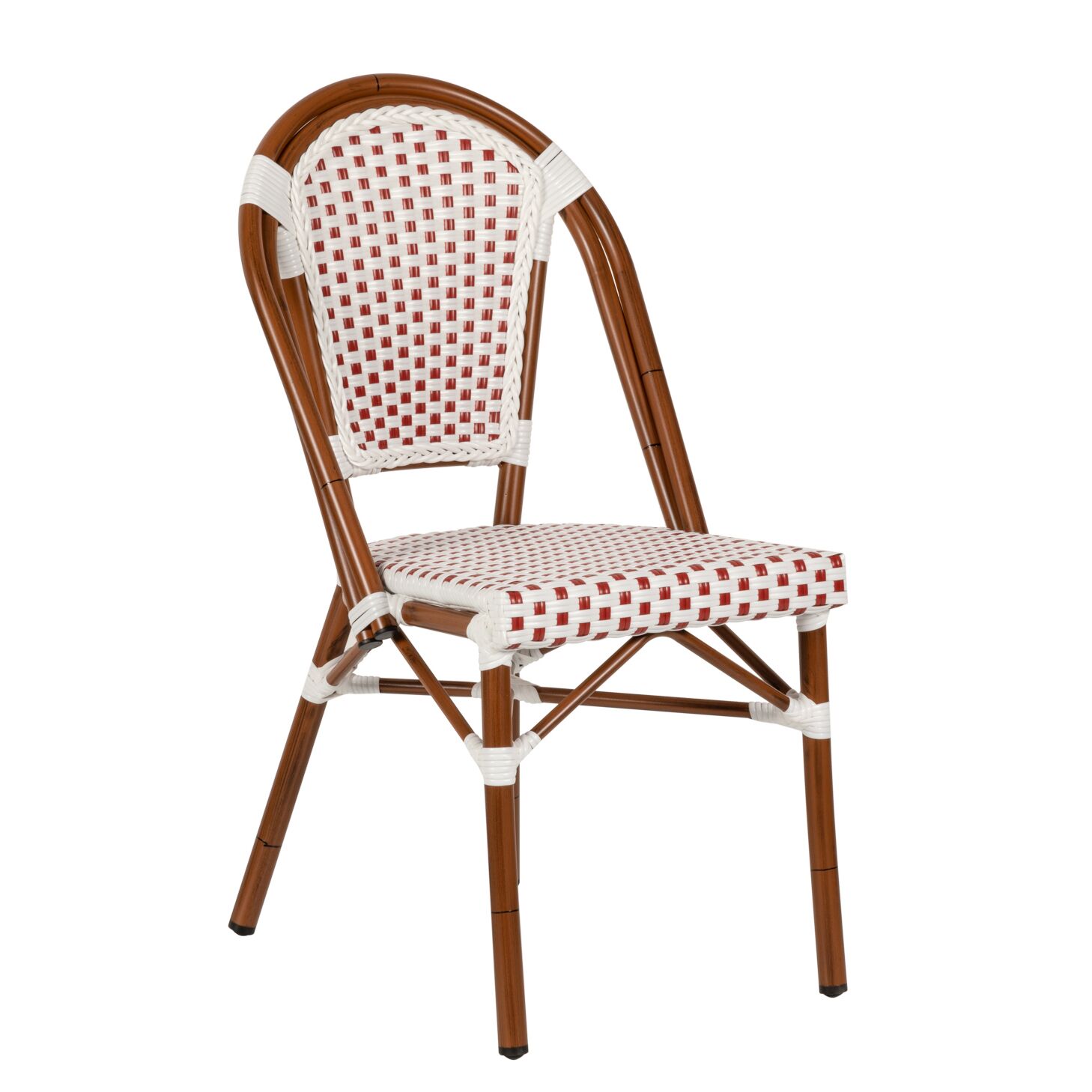 14840059karekla Mutarazi Garden Chair White/red/bamboo Aluminum/rattan 50x57x85cm ready for delivery