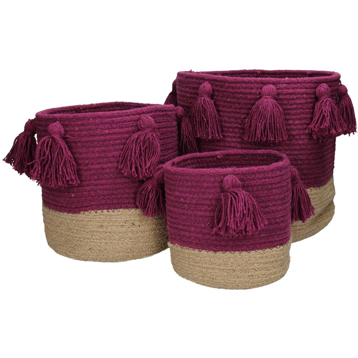 Basket Cotton Purple 25x25x25cm S/3