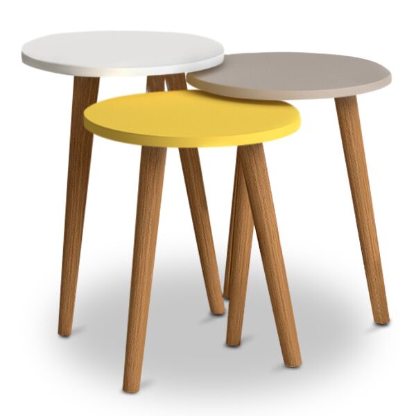 Soul Megapap melamine side tables in white - cappuccino - yellow color κυπρος