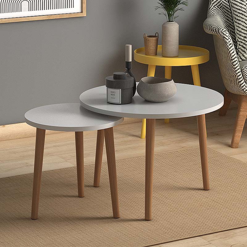 Roma Megapap melamine set of two coffee tables in white color 60x60x46cm. κυπρος