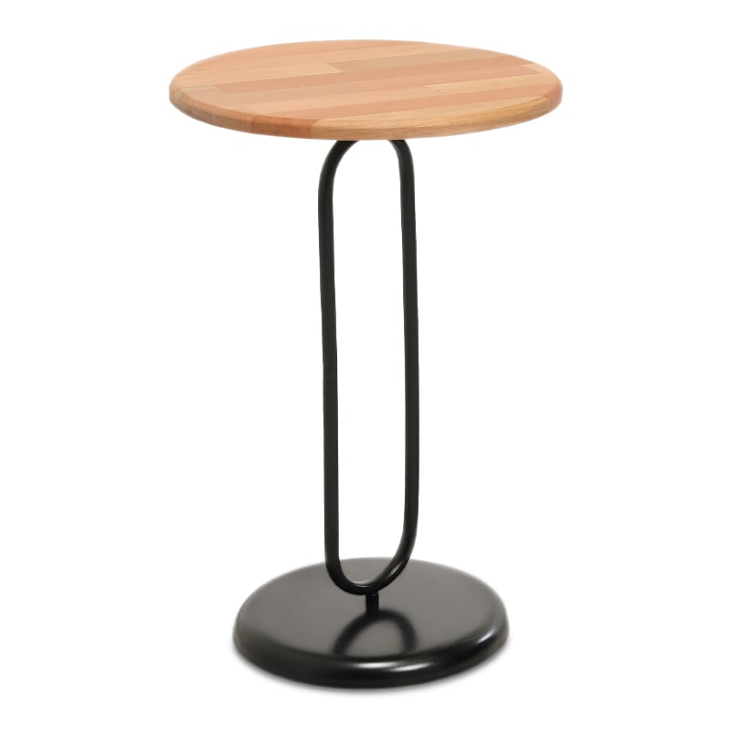 Marion Megapap metallic - wooden side table in black - natural color 40x40x60cm. κυπρος