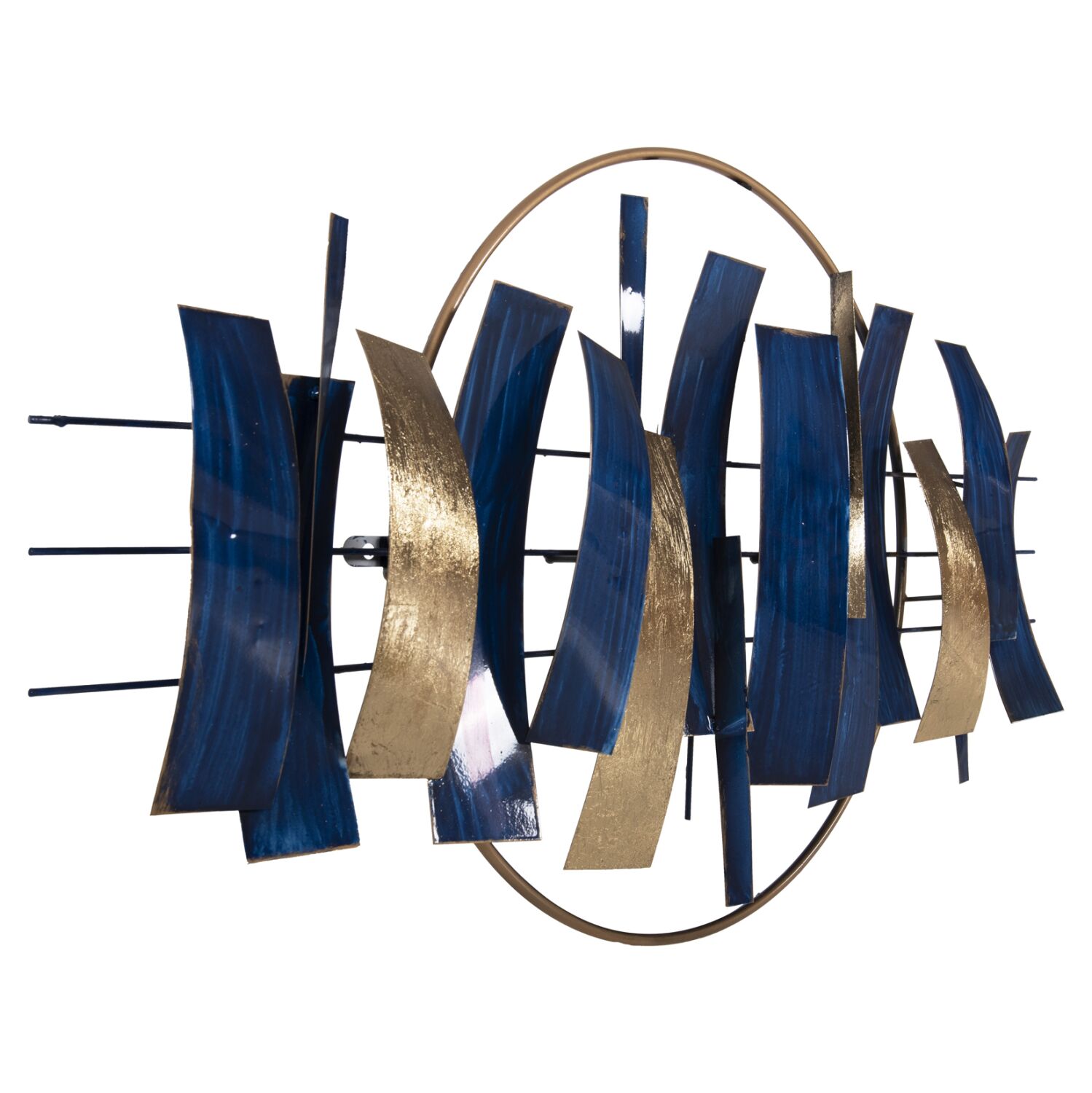 WALL DECOR HM4205 METAL IN BLUE - GOLD 90,5x50Hcm.