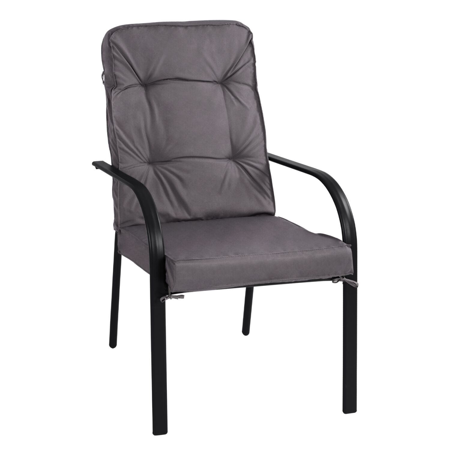Metallic armchair Endika HM5680.01 Grey color with pillow 60x71x105cm