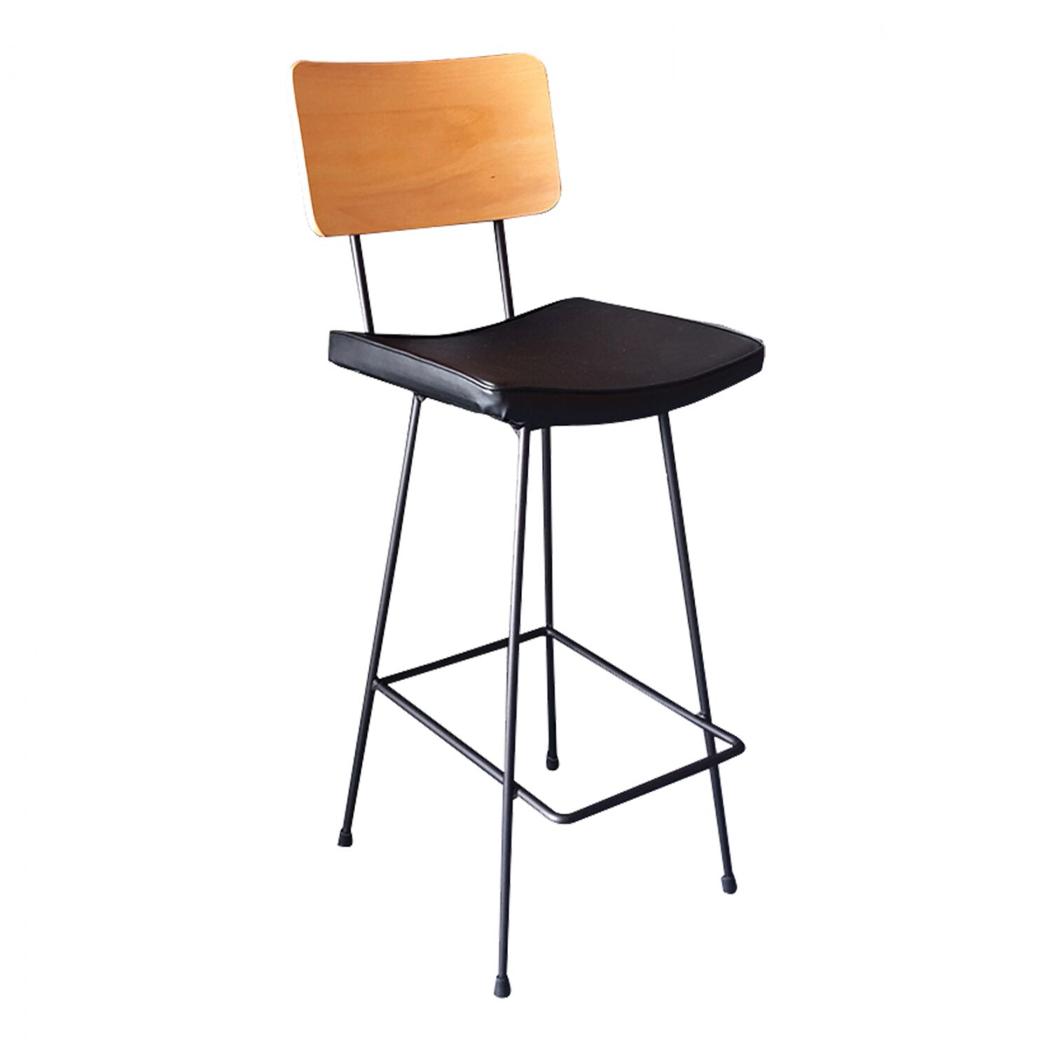 Metallic stool with wooden back with pillow TS366