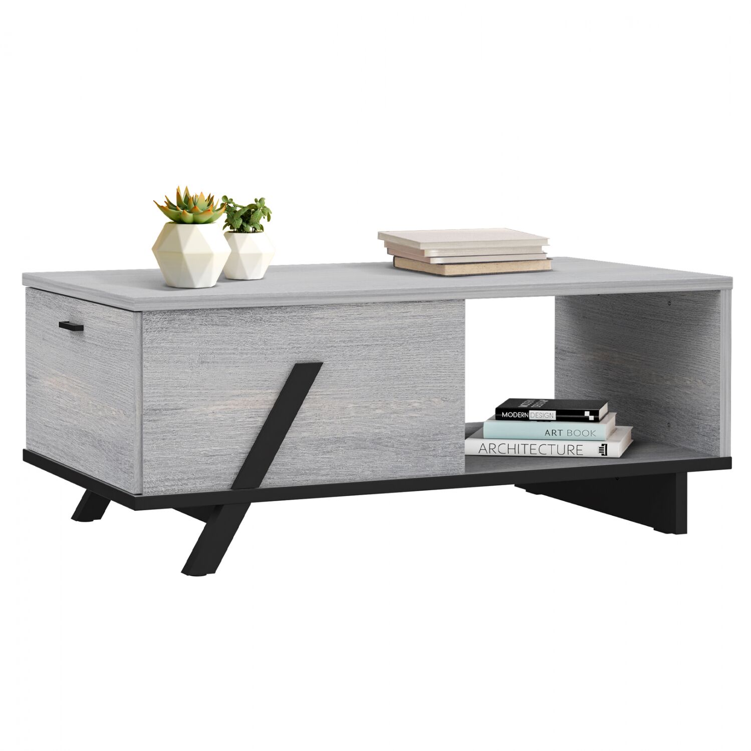 LIVING ROOM TABLE OTTO HM8815 GREY AND BLACK 110x60x33 cm.