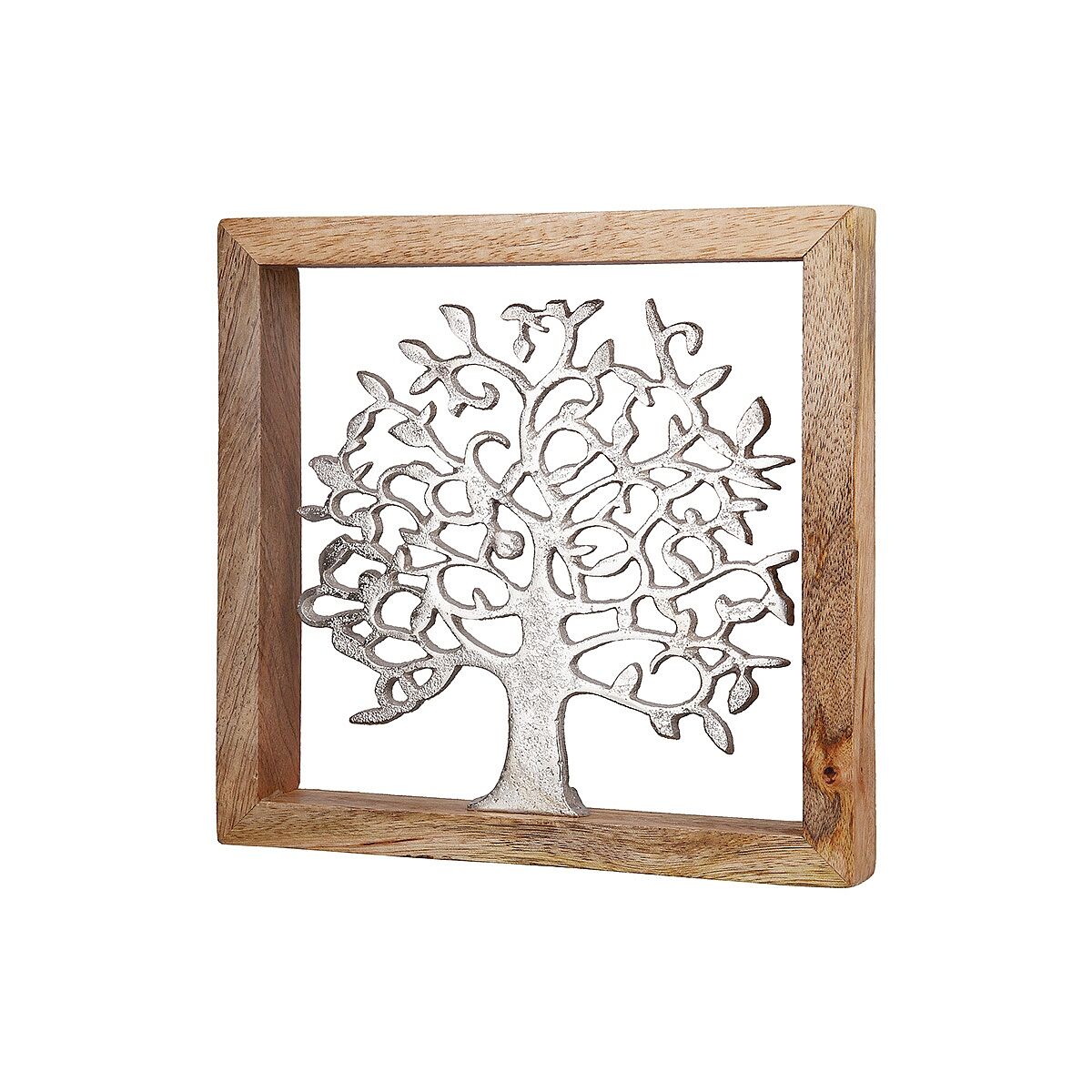 Διακοσμητικό ArteLibre Δέντρο Της Ζωής Σε Κορνίζα Ασημί/Φυσικό Αλουμίνιο/Ξύλο 2x20x20cm