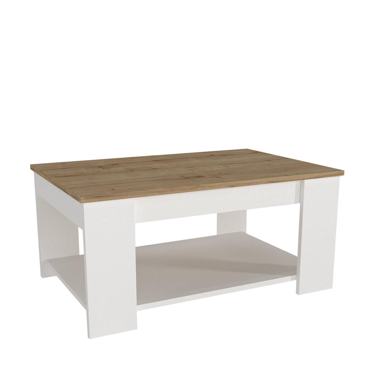 ALDEN Coffee Table White/Natural Chipboard/Melamine 90x60x42cm
