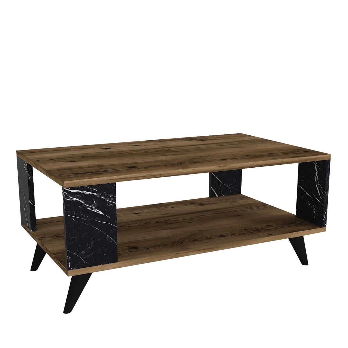 BICKEL Coffee Table Walnut/Black Chipboard/Melamine 90x54x42cm
