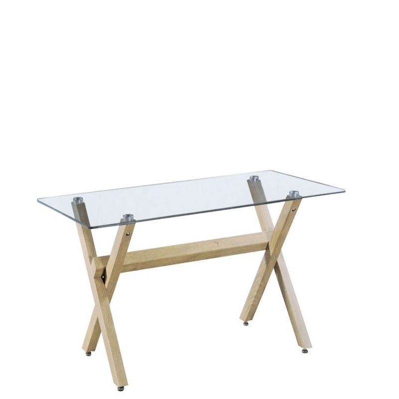 BEE Table Clear/Natural Wood/Glass 140x80x75cm