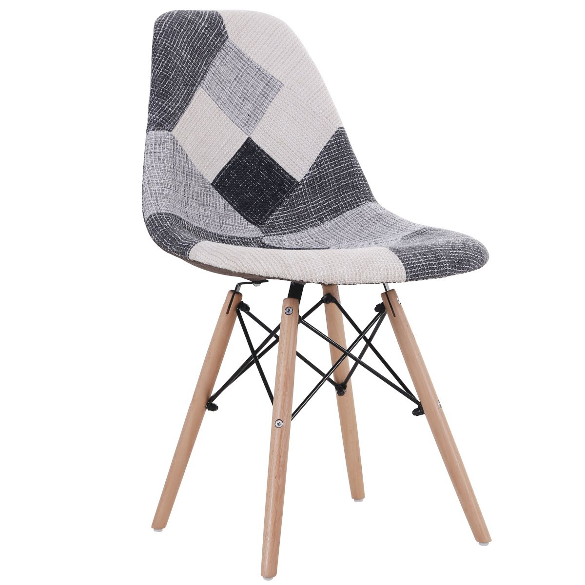 Chair CORYLOUS Patchwork Fabric / Wood 51x46x82cm