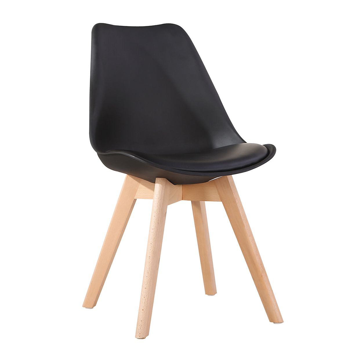 Chair GROUGH Black PP / PU / Wood 49x56x83cm