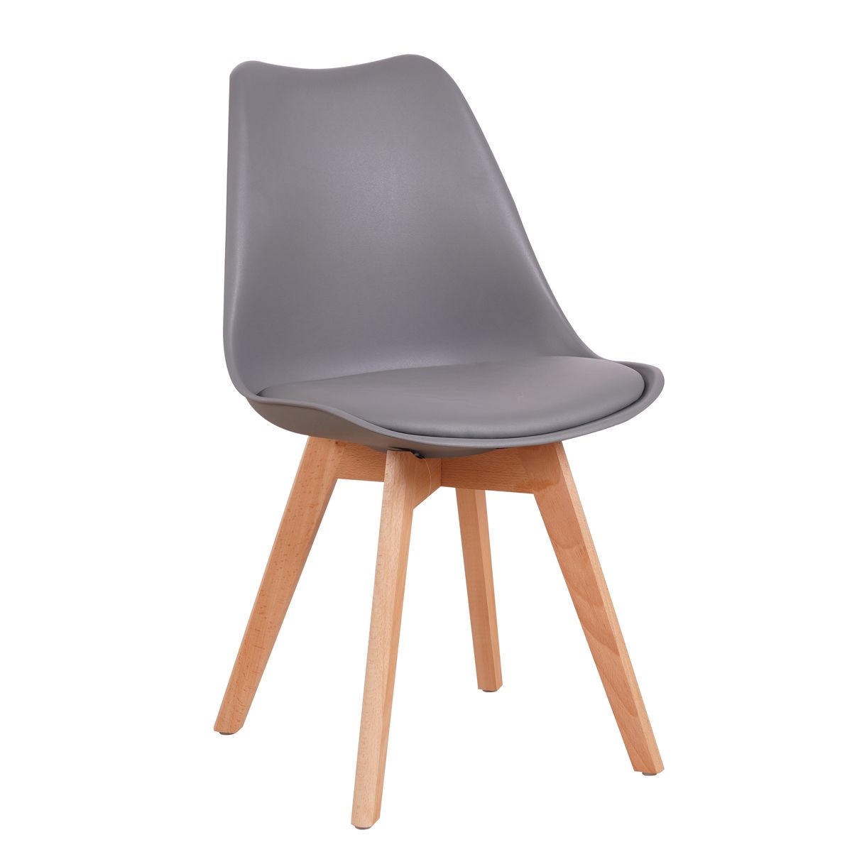 Chair GROUGH Gray PP / PU / Wood 49x56x83cm