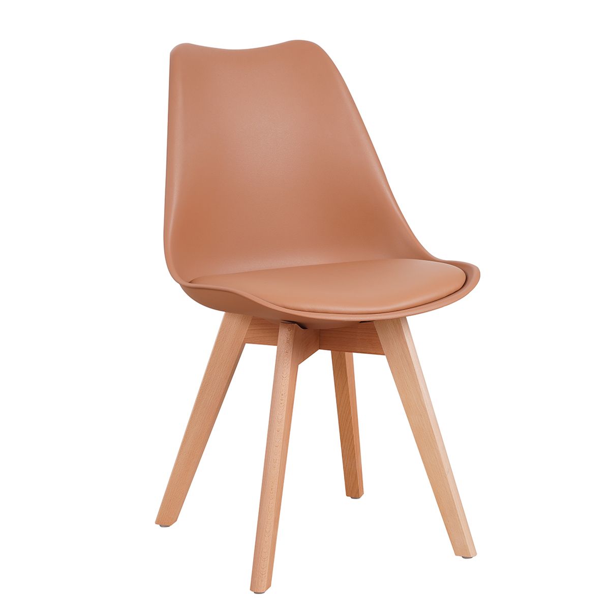 Chair GROUGH Cappuccino PP / PU / Wood 49x56x83cm