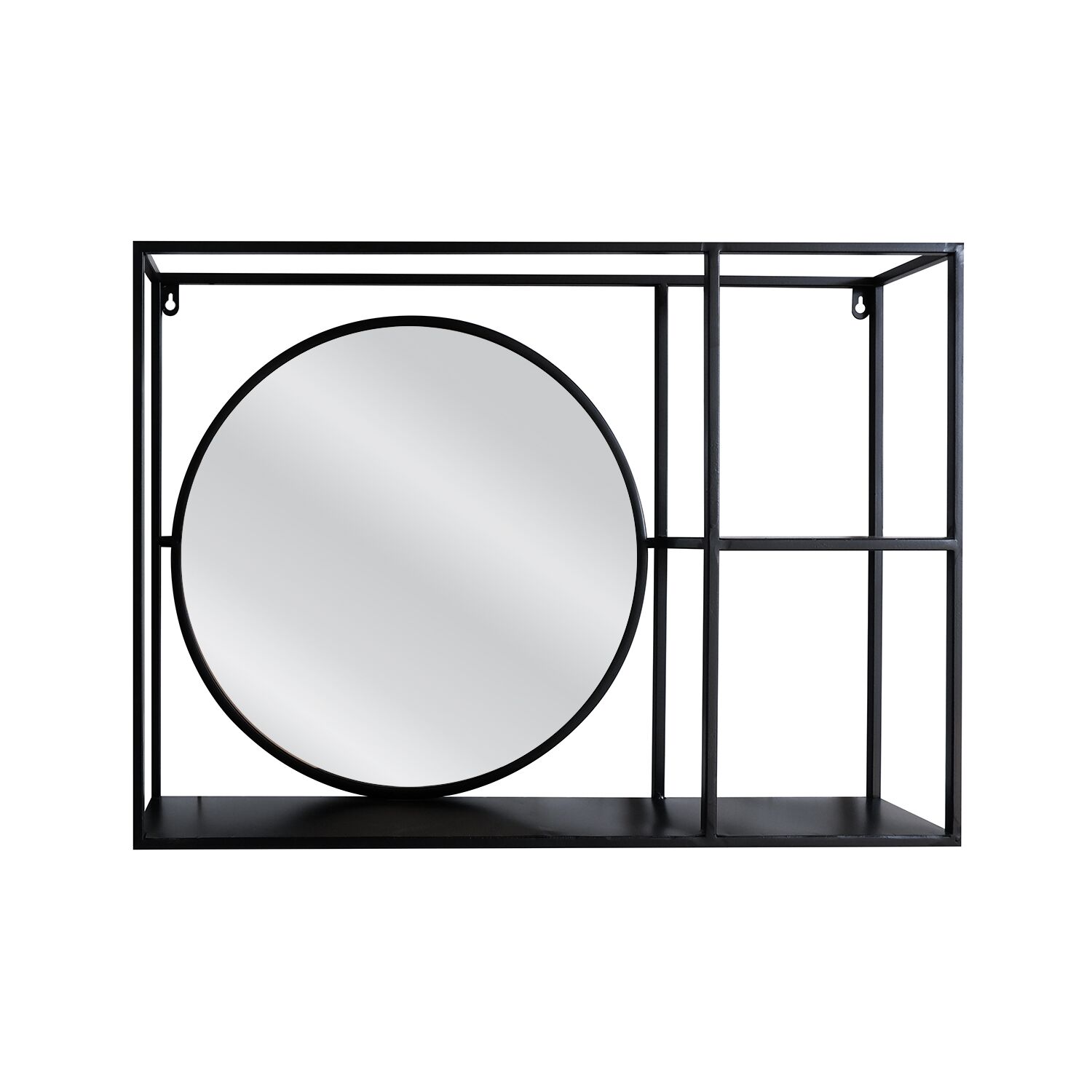ERENDIS Wall Mirror With Shelves Black Metal/Glass 70x13x50cm