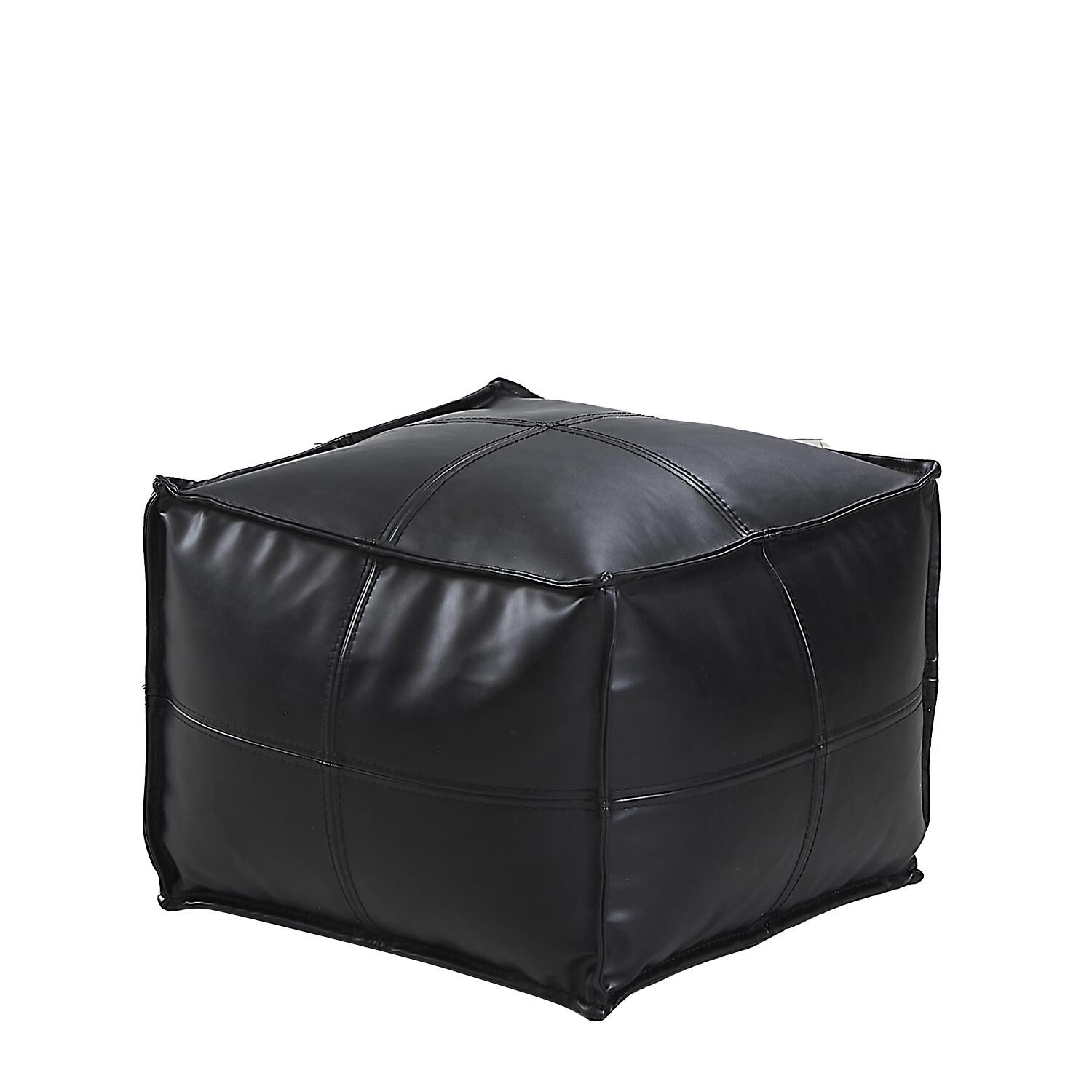 ASIM Pouf Black Leather 45x45x33cm