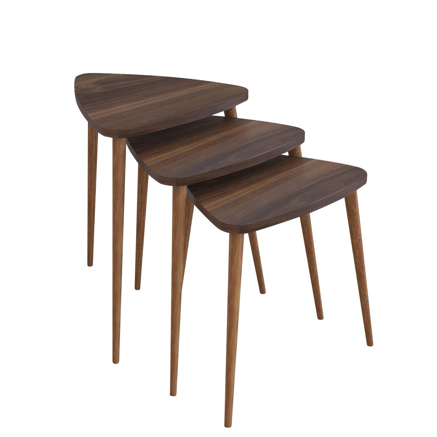ABIDEMI Side Table Walnut Chipboard/Wood 35x52/35x47/35x42cm Set 3Pcs