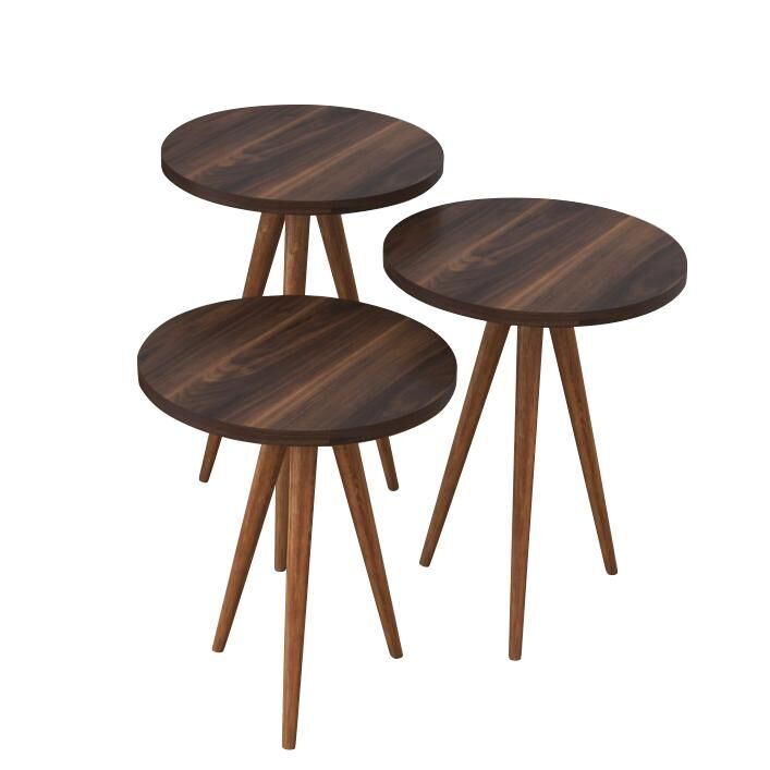 BISI Side Table Walnut Chipboard/Wood 33.5x52/33.5x47/33.5x42cm Set 3Pcs