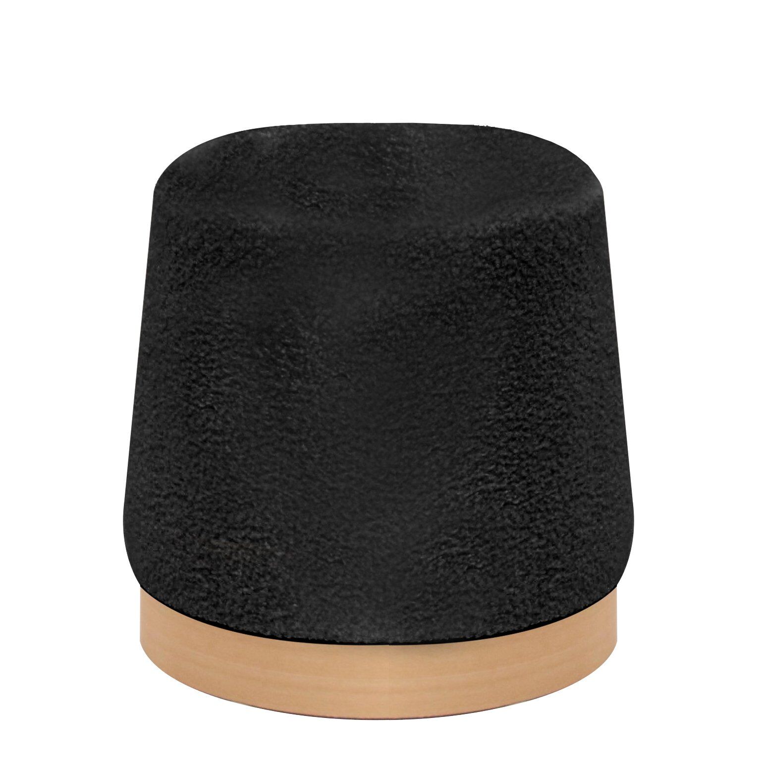 PRIMULA Pouf With Wooden Base Black Teddy Fabric 38x38x41cm