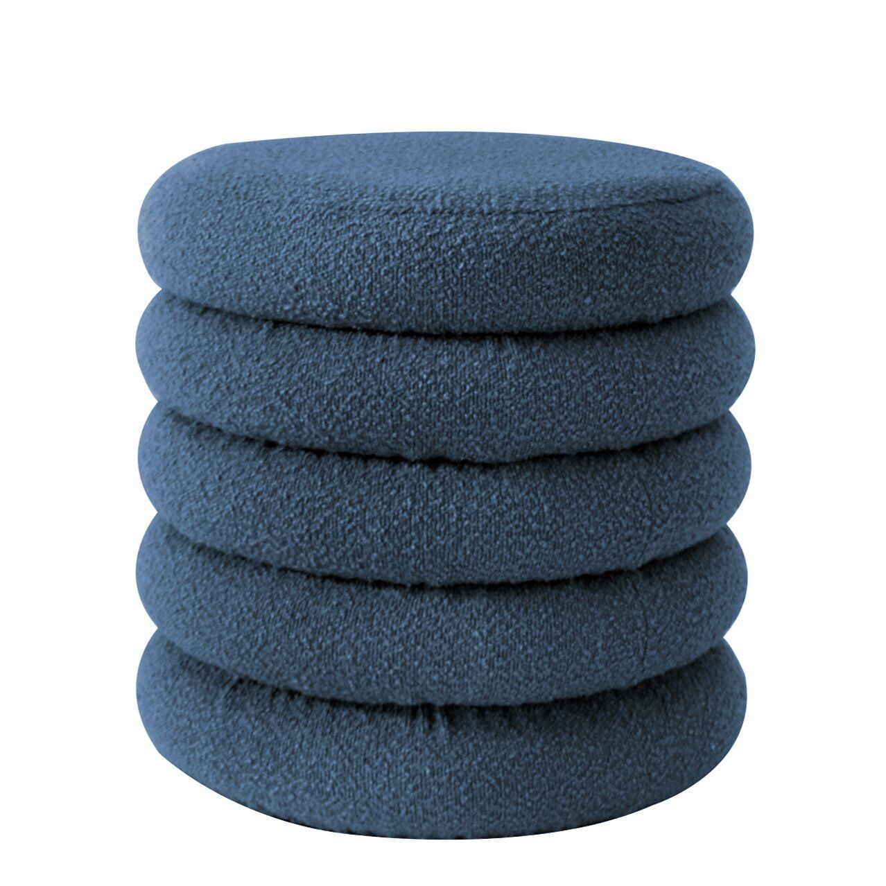 CAMBRIA Pouf With Storage Space Blue Boucle Fabric 44x44x44cm