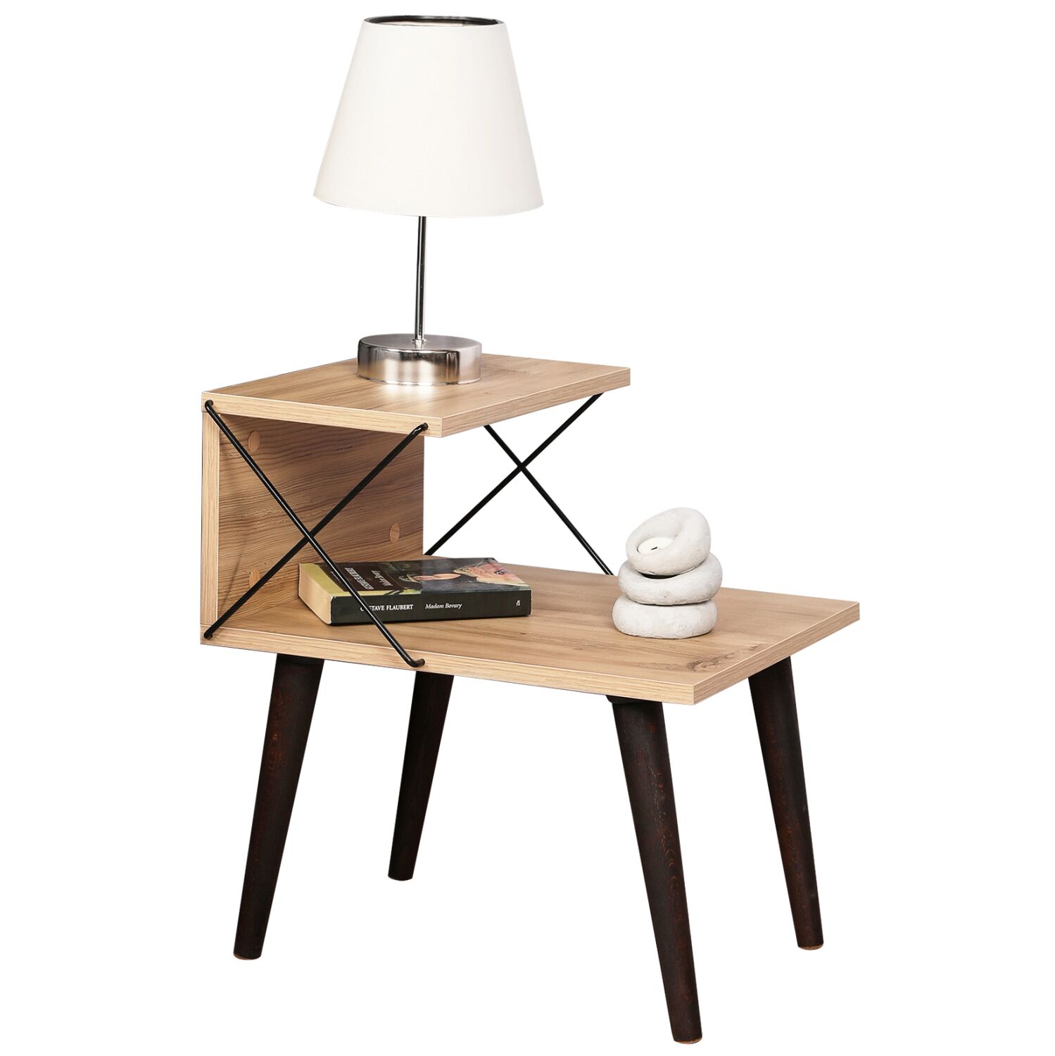 SIDE TABLE/NIGHTSTAND MELAMINE IN NATURAL COLOR 50x40x55Hcm.HM9434.01