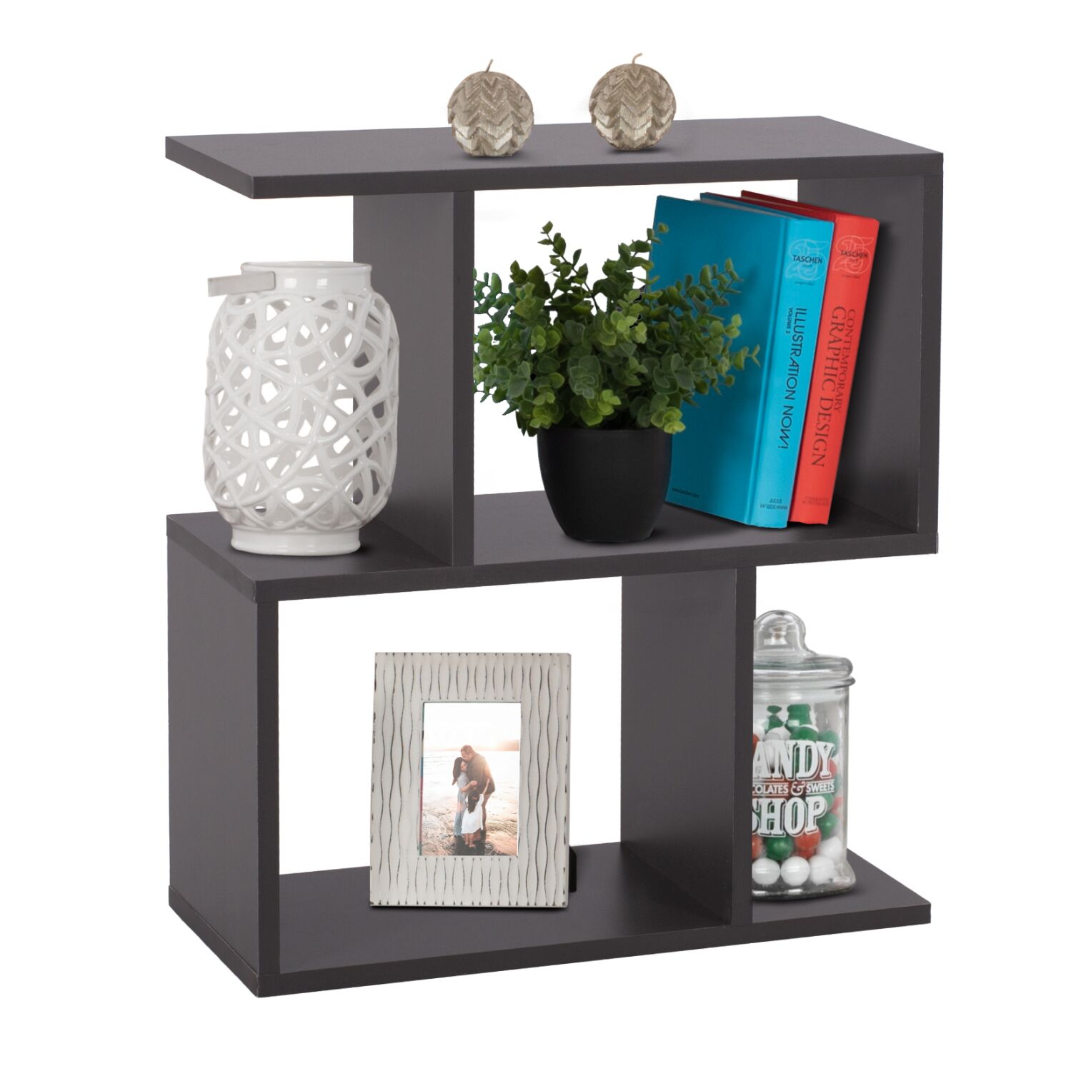 SIDE TABLE AMEER WITH STORAGE SPACES HM8881.20 MELAMINE IN GREY COLOR 50x17x56Hcm.