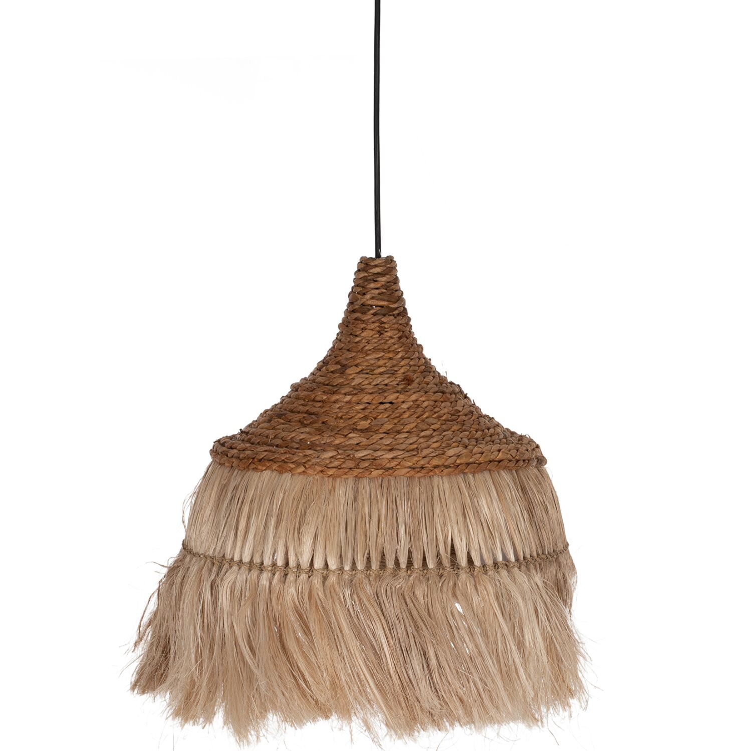 CEILING PENDANT WITH FRINGES MADE OF ABACA IN NATURAL COLOR 36x36x40Hcm.HM7753