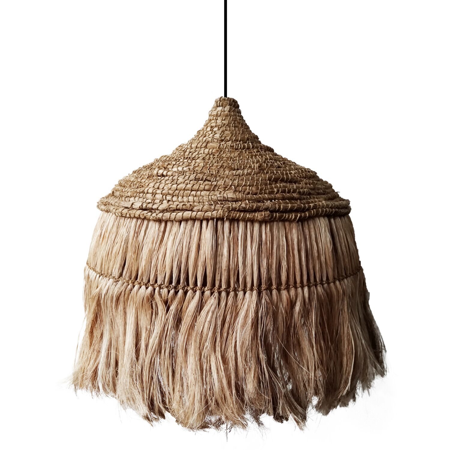 CEILING PENDANT WITH ABACA FIBERS CAP IN NATURAL COLOR 50x50x35Hcm.HM7777
