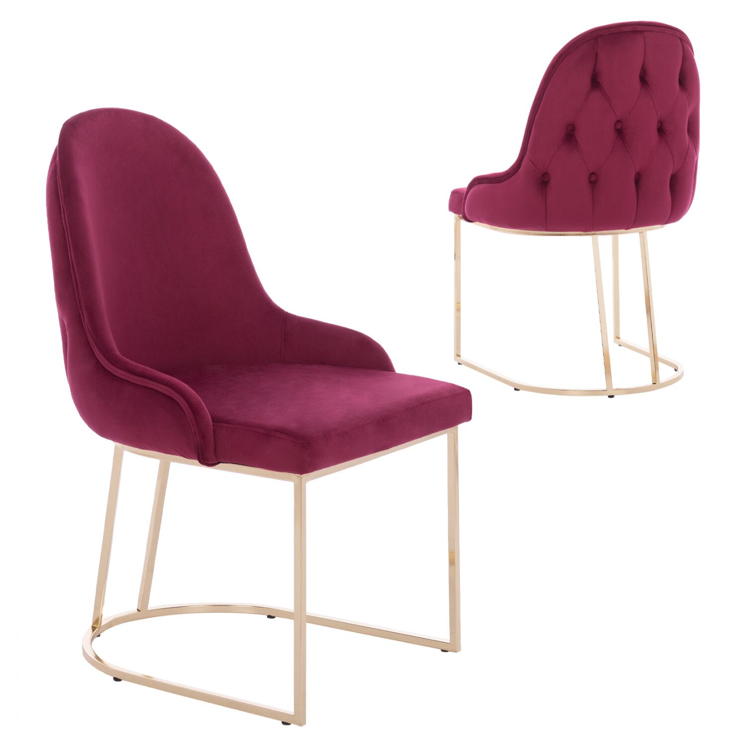 CHAIR “LILIANA” HM9277.06 BURGUNDY VELVET WITH METAL LEGS IN GOLD COLOR 55x64x90H CM.