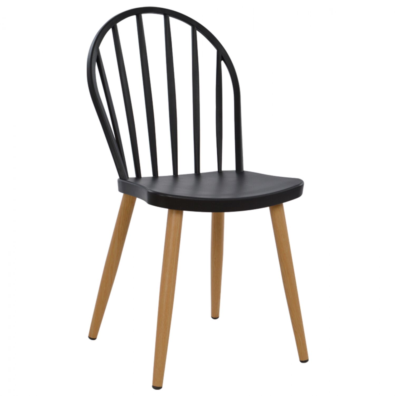 Polypropylene chair HM8118.02 Black with metallic legs 47x50,5x93 cm