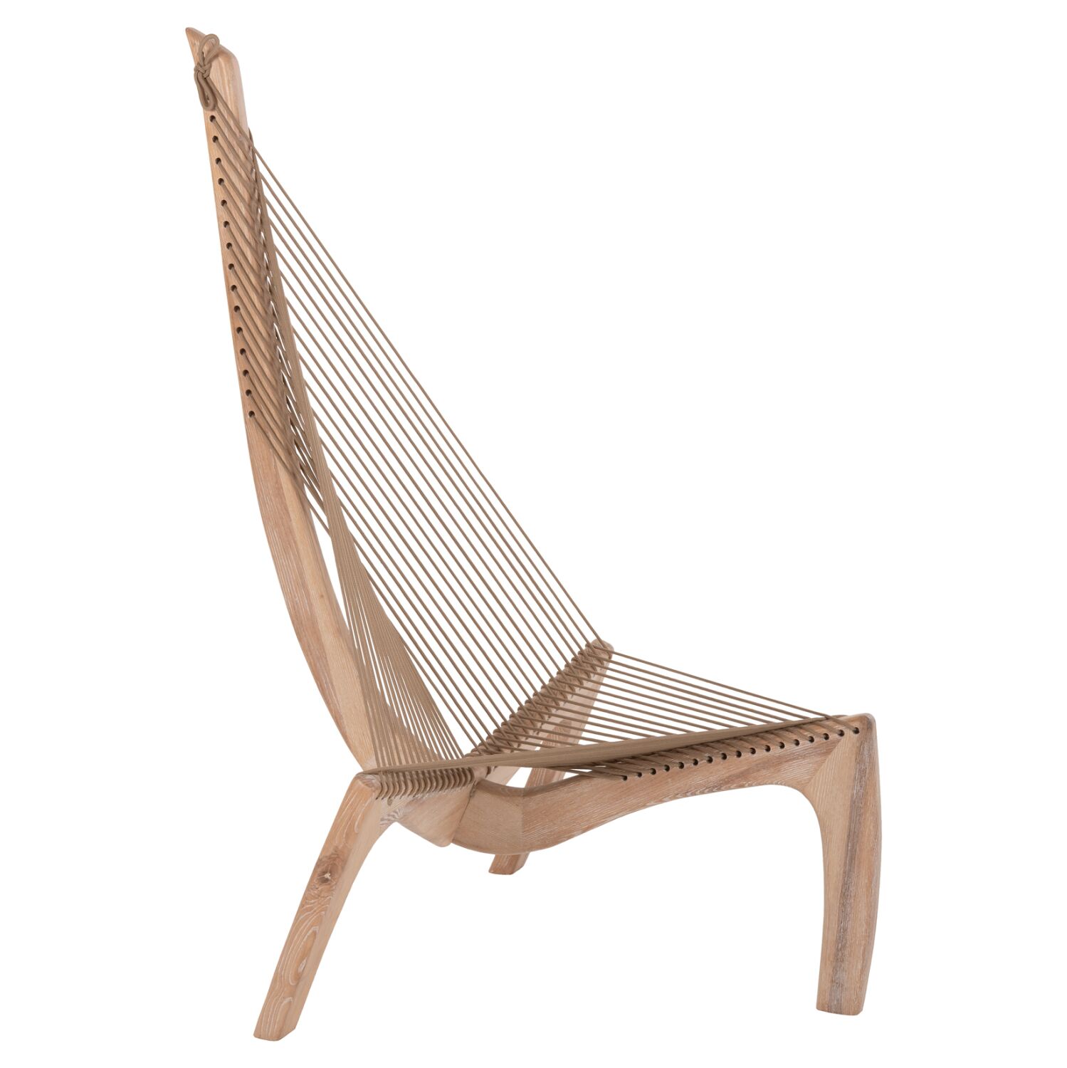 LOUNGE CHAIR HARP HM9861 ASH WOOD FRAME AND SYNTHETIC ROPE IN NATURAL COLOR 85x101,5x128,5Hcm.