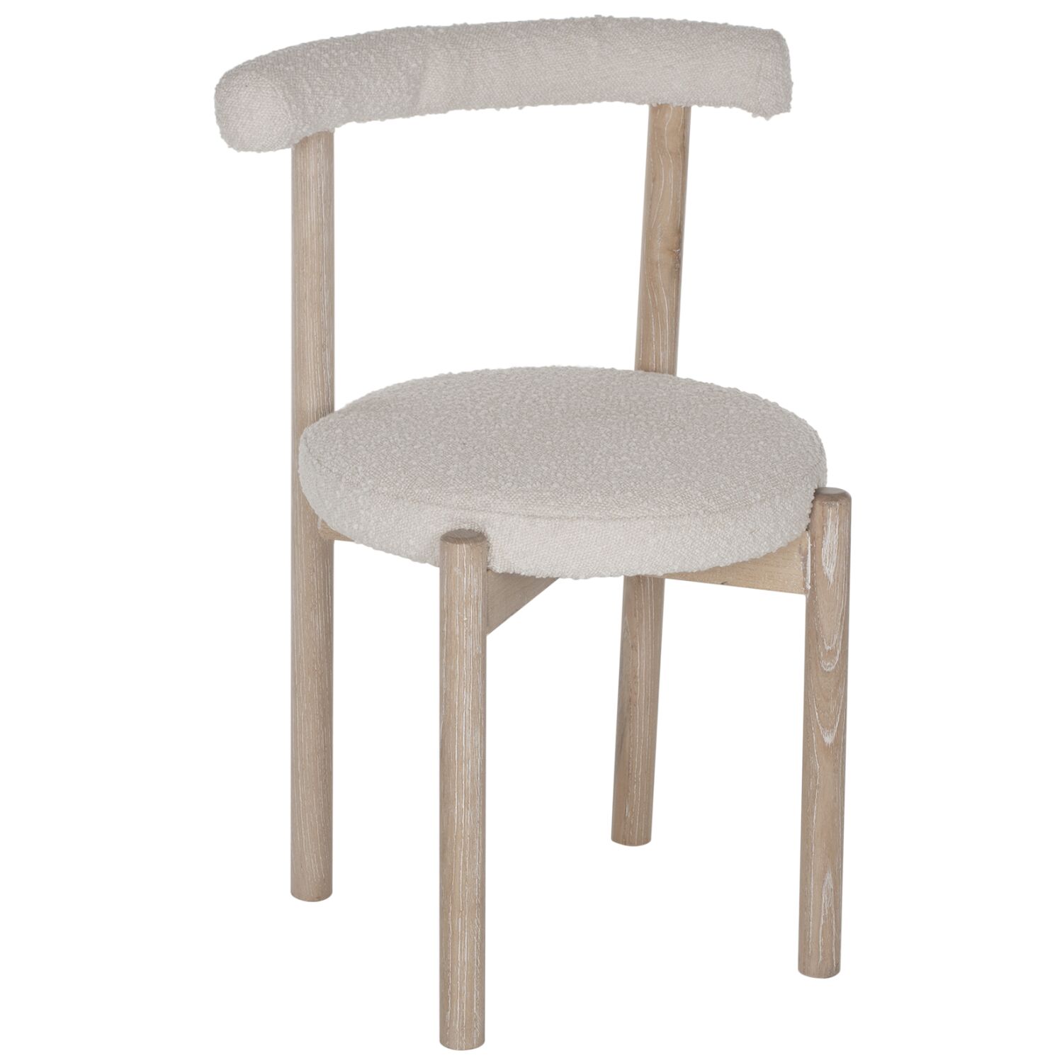 CHAIR ROUND SEAT- BEECH WOOD NATURAL-FABRIC WHITE 50x48x81Hcm.HM9409.01