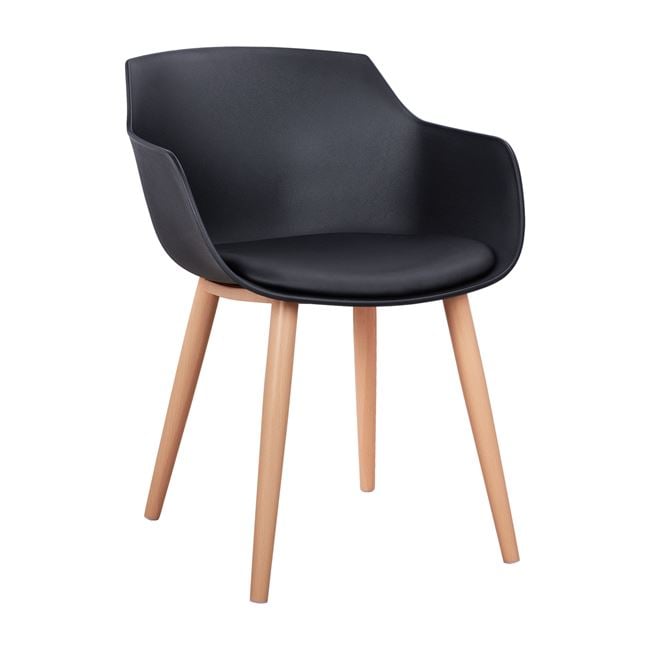 Dining chair Lucie HM8242.02 Black with metallic legs 56x57x80 cm