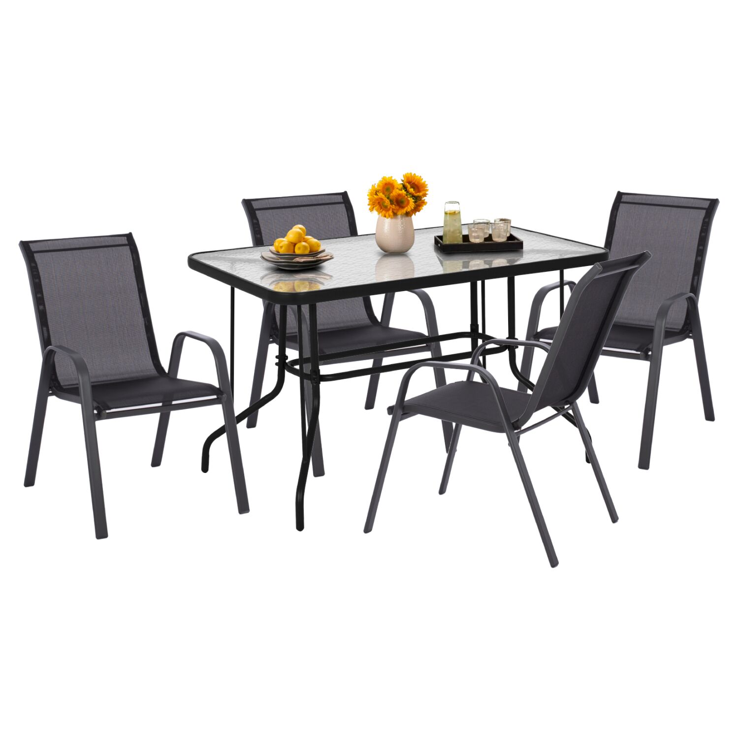 OUTDOOR DINING SET HM5193.03 5PCS METAL IN GREY COLOR