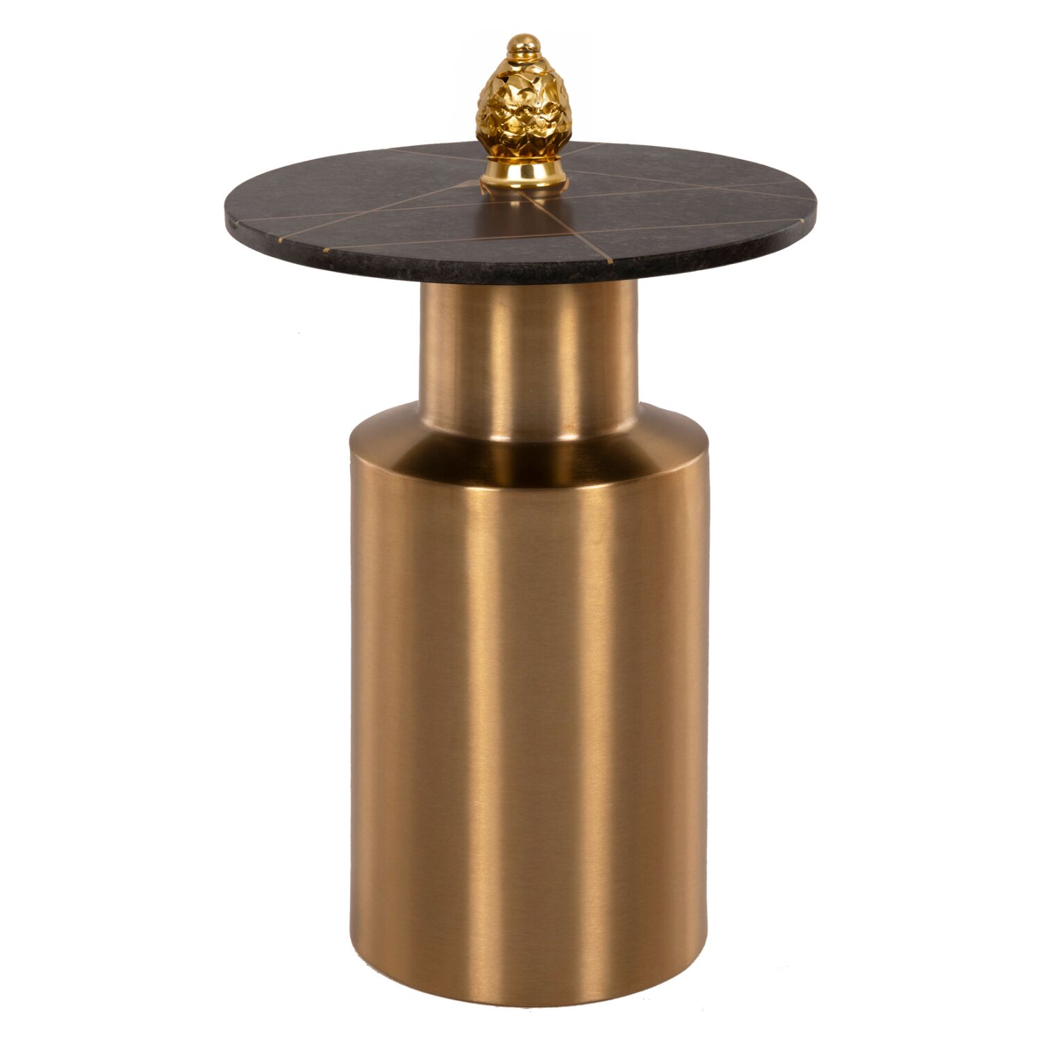 SIDE TABLE CLAYDEE HM9675 METAL IN GOLD-BLACK INLAY MARBLE TOP Φ41x54,5Hcm.