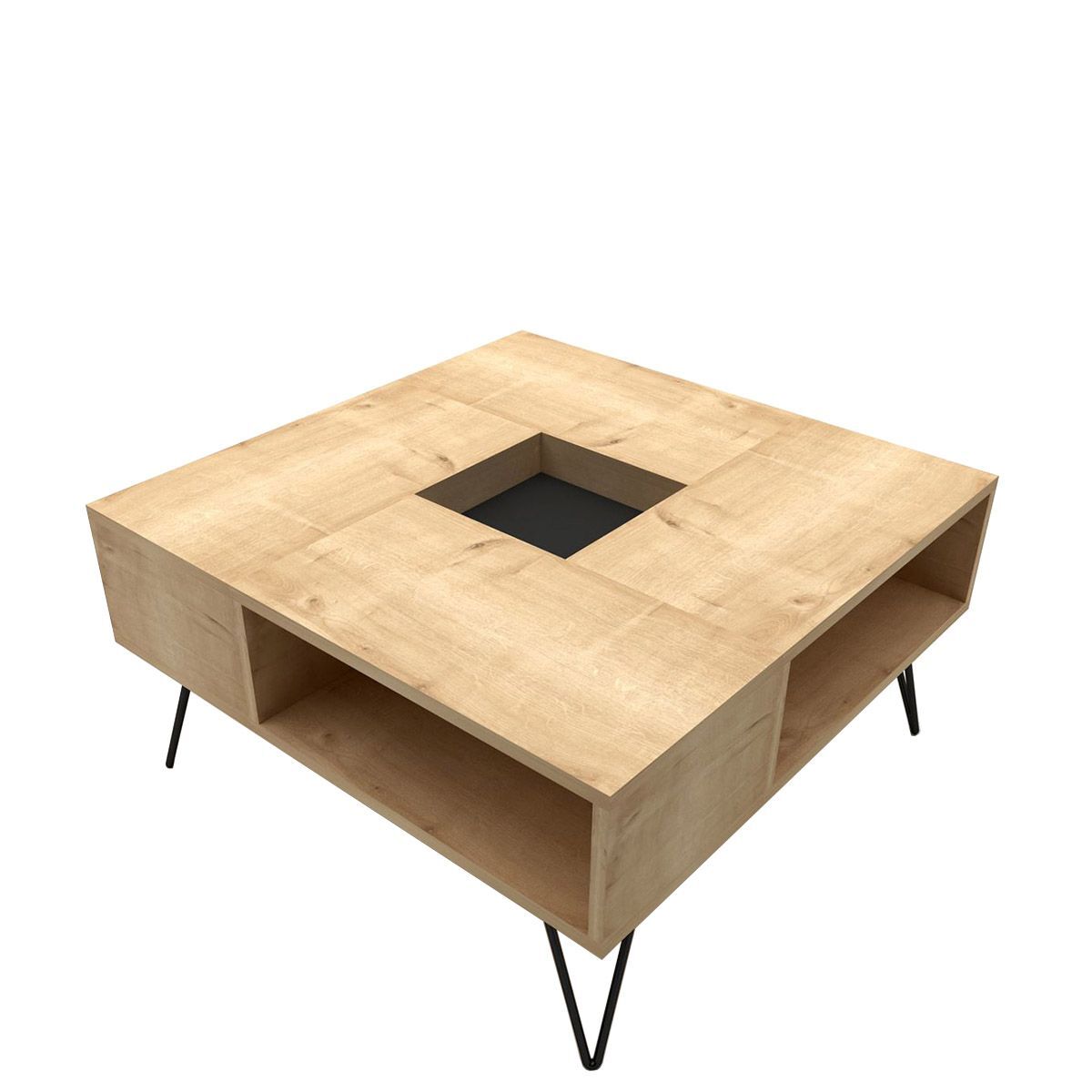 DONOUSA Coffee Table Oak/Black 80x80x38.6cm