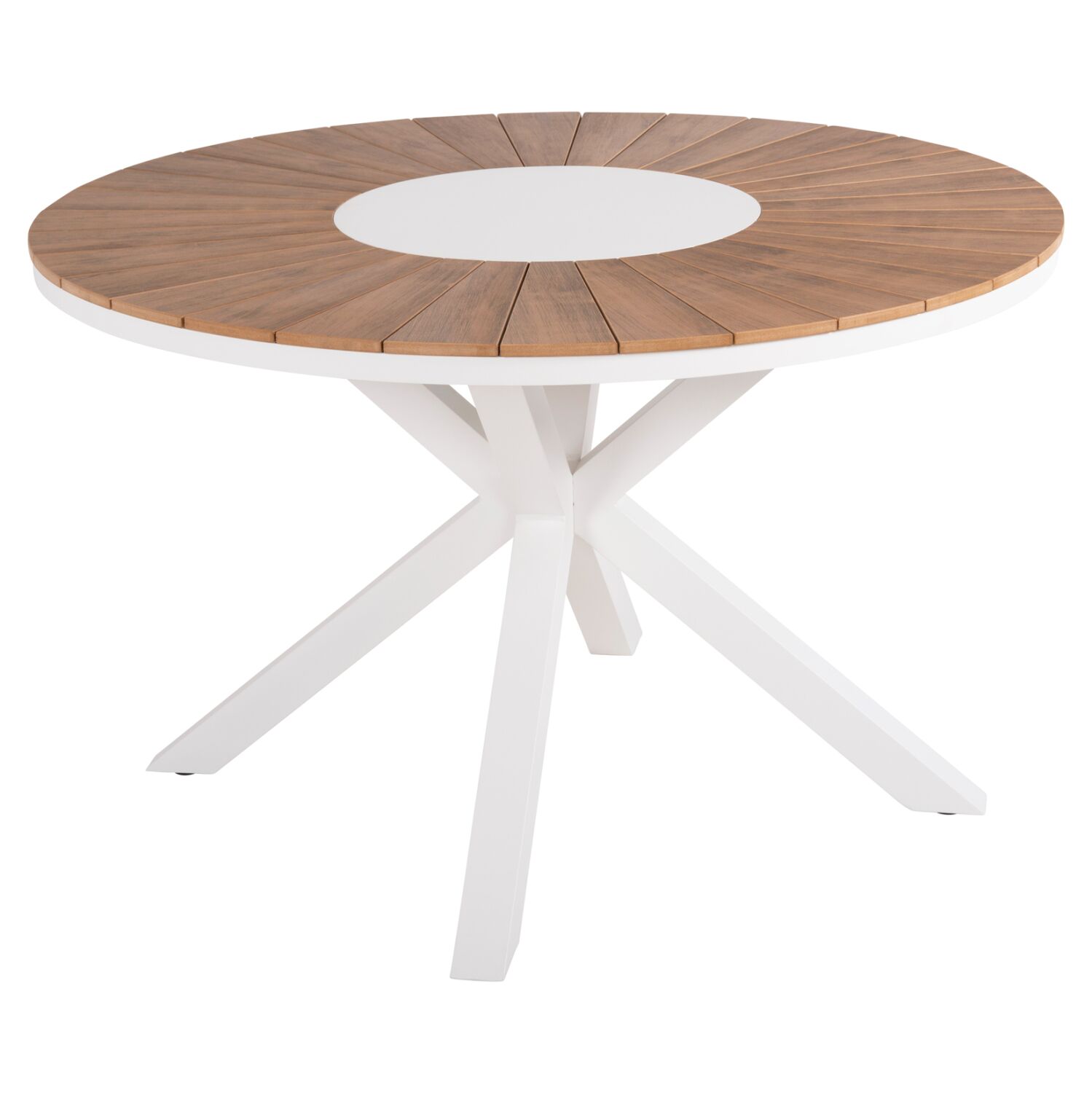 OUTDOOR ROUND TABLE MORIL HM6041.02 ALUMINUM IN WHITE-POLYWOOD IN NATURAL WOOD Φ120cm.