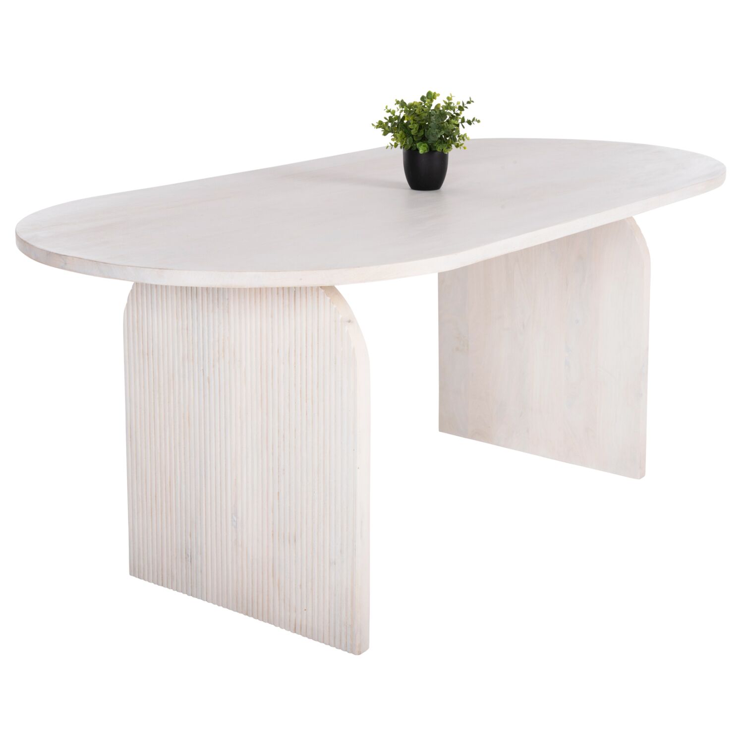 DINING TABLE OVAL HONKY HM9690 SOLID MANGO WOOD IN WHITE 180,5x90,5x76Hcm.