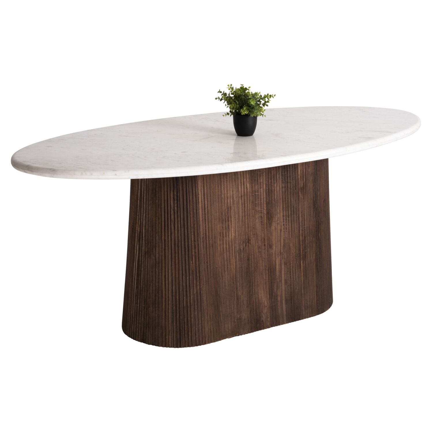 DINING TABLE OVAL PURGER HM9715 SOLID MANGO WOOD-WHITE MARBLE 180x90x76Hcm.