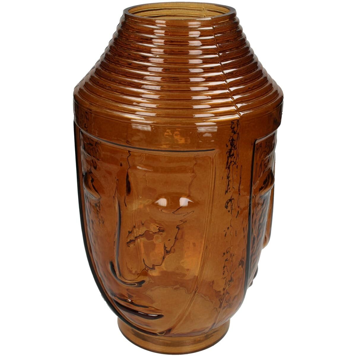 Vase Face Brown Glass 20x20x32cm